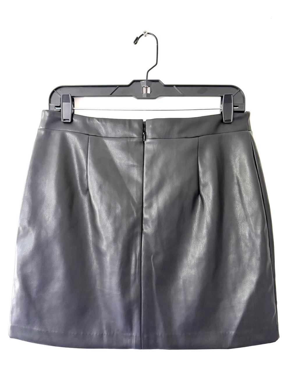 LOFT Black Faux Leather Button-Front Mini Skirt - Picture 5 of 12